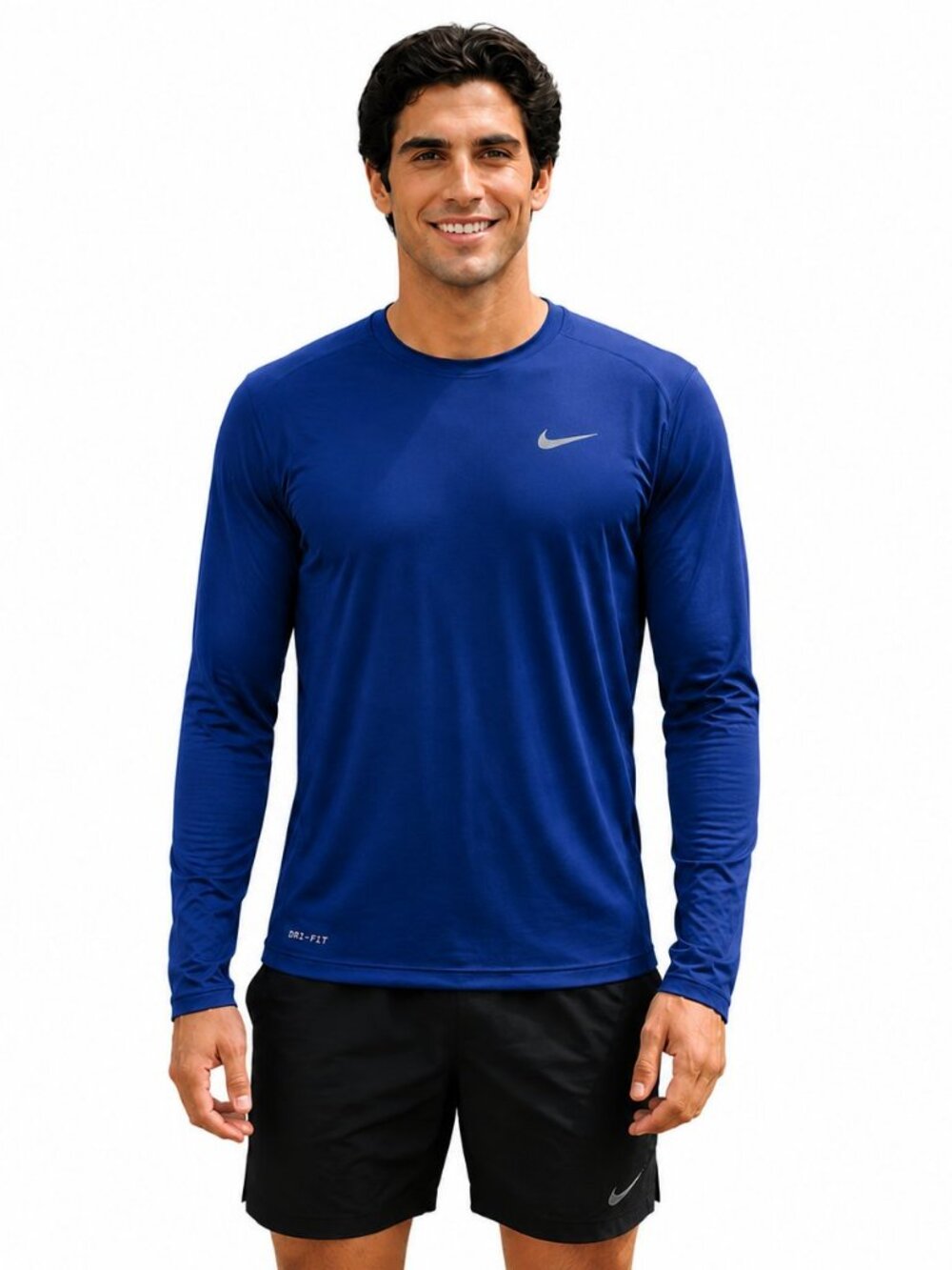 Nike Men's Dri-Fit MIler Long Sleeve UV Running Top Midnight Navy Large